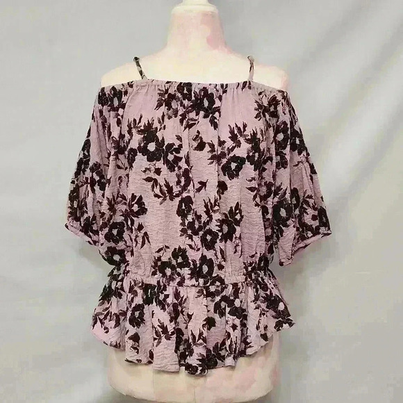 Free People Shades of Cool Off Shoulder Blouse - Picture 1 of 12